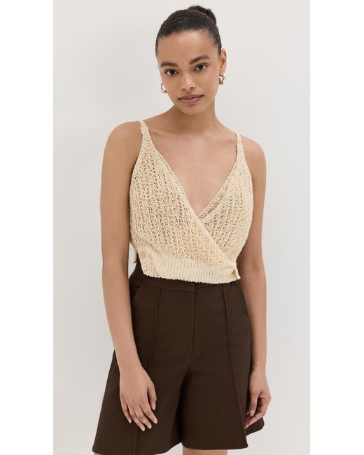 RECTO. Natural Twited Detai Knit Top Ight Beige