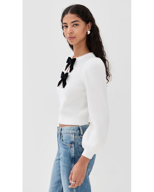 Alice + Olivia White Doris Pullover Sweater