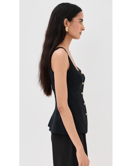 Rosetta Getty Black Square Neck Button Front Top