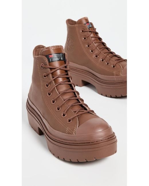 Converse Brown Chuck Taylor All Star Lugged Heel Platform Waterproof Sneakers