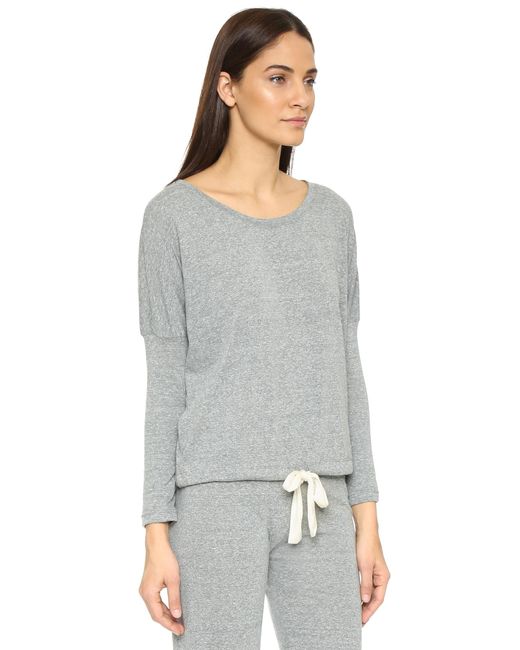 Eberjey Heather Slouchy Pajama Top in Gray | Lyst