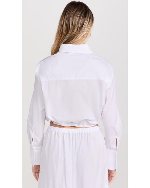 Enza Costa White Poplin Drawcord Shirt