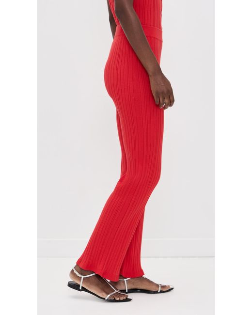 Le Bos Red Ribbed Flare Pants
