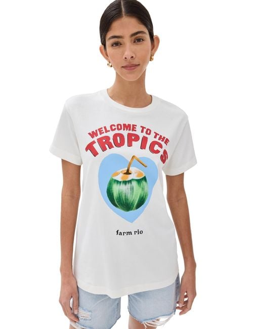 Farm Rio White Wecome To The Tropics Tee