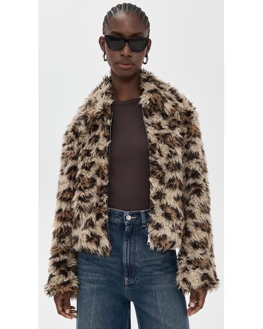 MSGM Natural Leopard Sherpa Bomber Jacket
