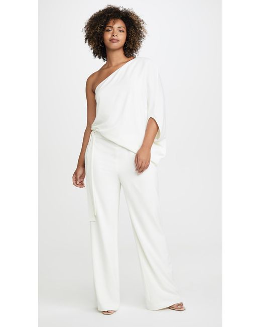 halston heritage asymmetrical wide leg jumpsuit