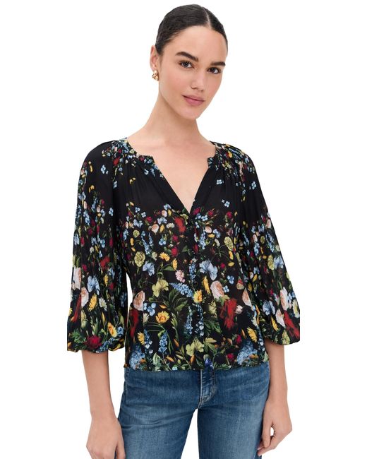 Alice + Olivia Black Thalia Button Down Blouse