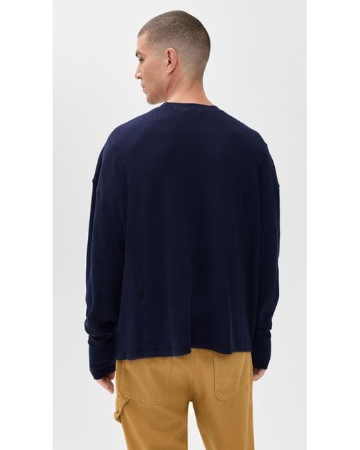 Nicholas Daley Blue Waffle Crew Neck Shirt for men