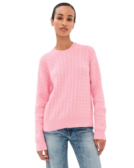&Daughter Pink Wool Cable Knit Pullover