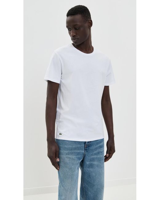 Lacoste White Cotton Undershirt Crew Tee 3 Pack for men
