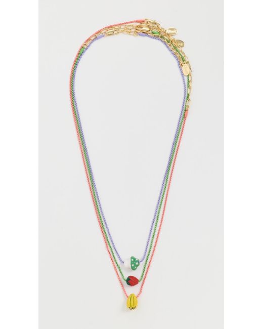 Clare V. White Ceramic Bead Necklace Set