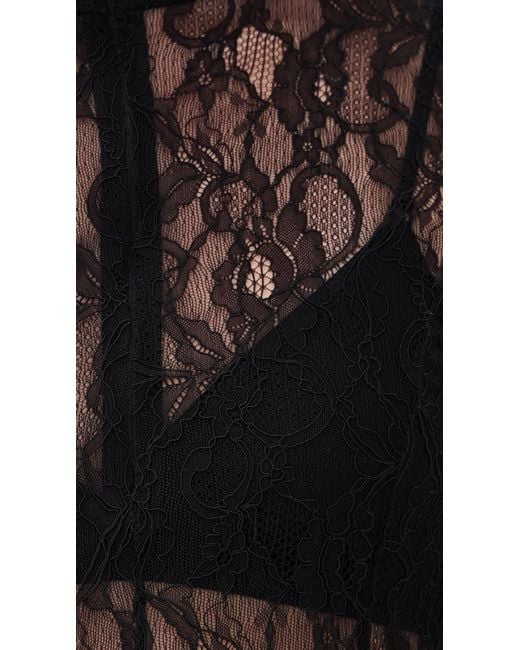 MSGM Black Lace Thong Bodysuit