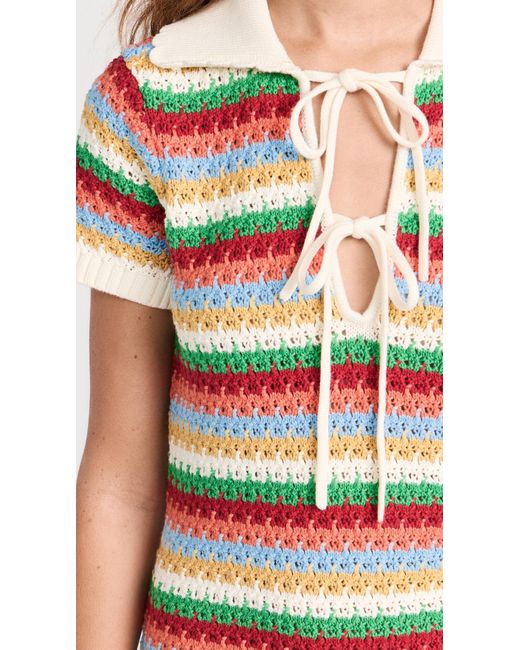 Kitri Multicolor Ridey Uti Triped Crochet Knit Ini Dre Bue Uti