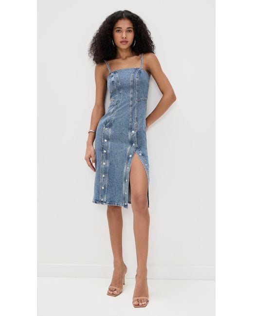 Fleur du Mal Colored Denim Snap Dress in Blue | Lyst