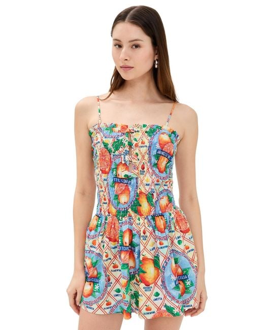 Damson Madder Multicolor Fleur Shirred Mini Dress