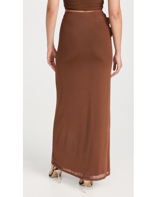 AFRM Brown Afr Kelce Axi Length Skirt With Rosette Detail