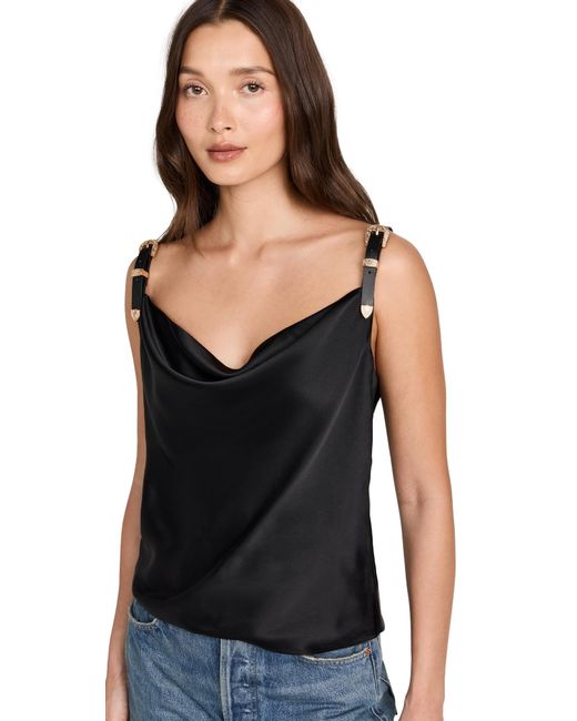L'Agence Black Lux Buckle Strap Cowl Tank
