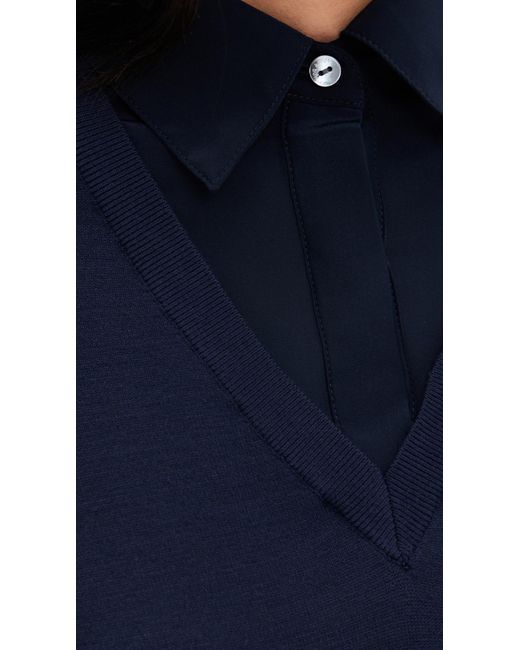 Cinq À Sept Blue Knit Combo Luciana Dress