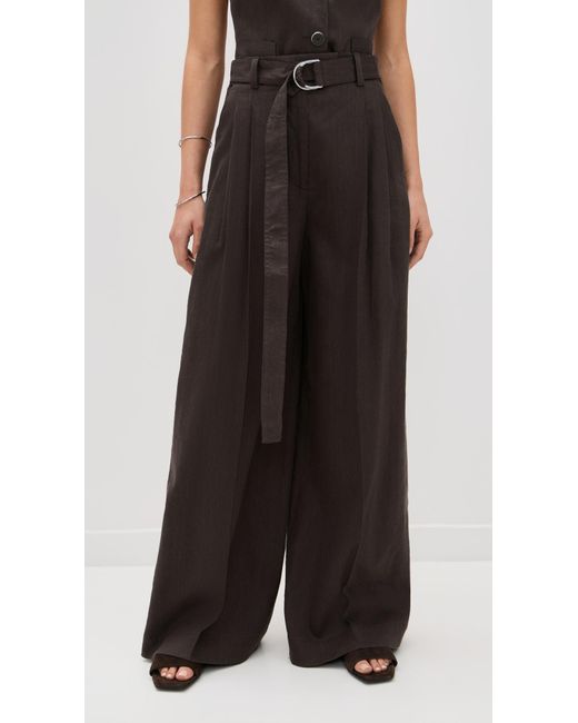 Helmut Lang Black Wide Double-Pleat Trousers With Belt