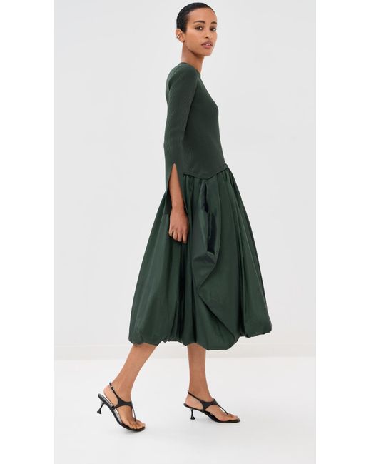 Jonathan Simkhai Green Kenlie Mock Neck Midi Dress
