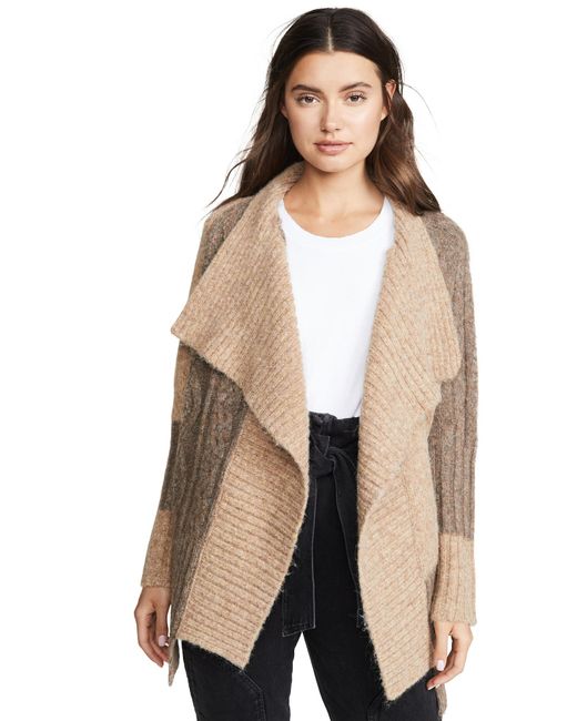 Yigal Azrouël Wool Two Tone Patch Work Cardigan in Oatmeal (Natural) - Lyst