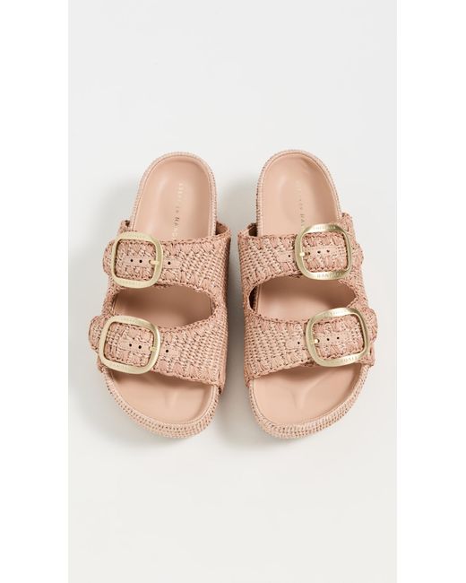 Loeffler Randall Pink Theo Two Band Sandals Wedge Shoes 9.5 B