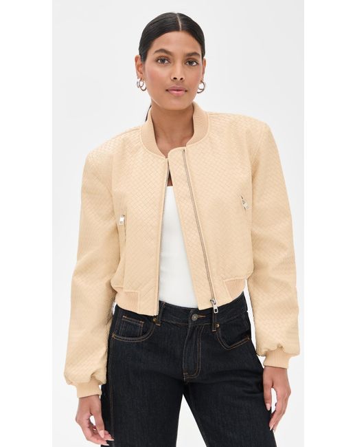 Lioness Blue Allure Faux Leather Bomber Jacket