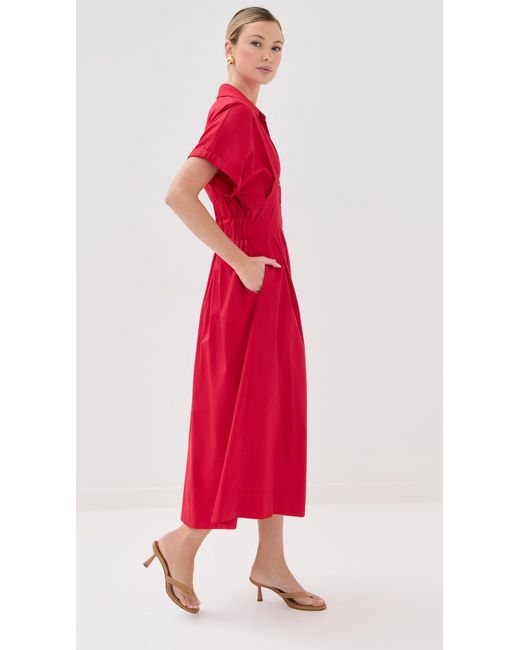Le Bos Red Roberta Button Down Dress