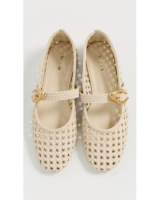Larroude White Verona Macrame Flats