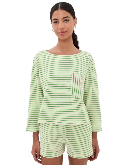 ASKK NY Green Easy Striped Pullover
