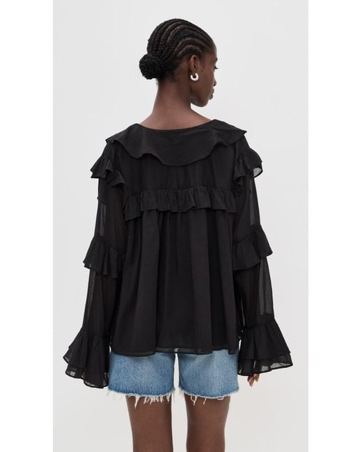 Show Me Your Mumu Black Joss Ruffle Top