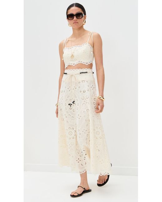 Zimmermann Natural Rhiannon Embroidered Skirt