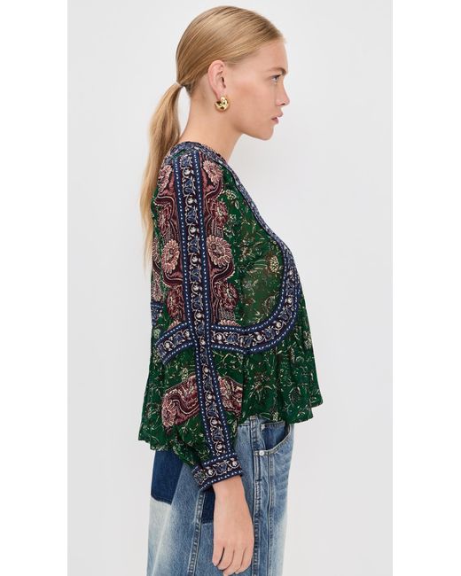 Sea Green Melba Print Long Sleeve Top