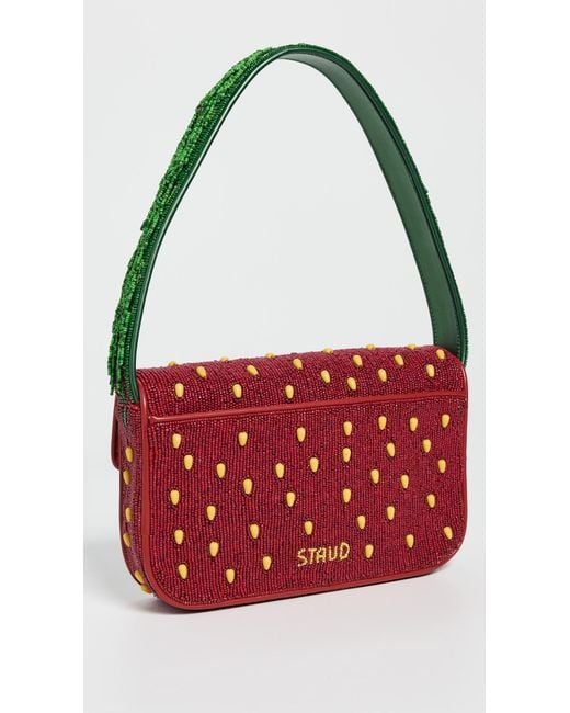 Staud Red Tommy Beaded Bag