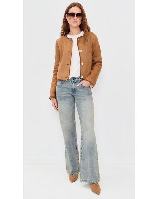 Alice + Olivia Blue Alma Faux Suede Teddy Jacket