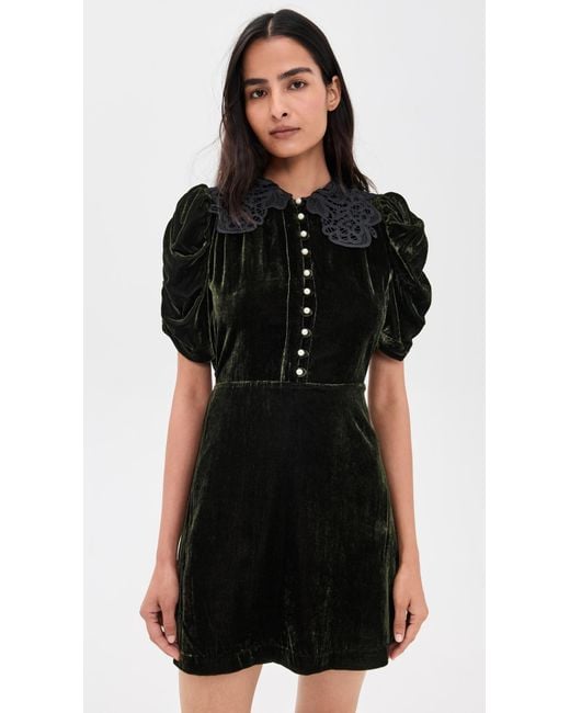 Sea Norabelle Short Sleeve Velvet Mini Dress in Black | Lyst