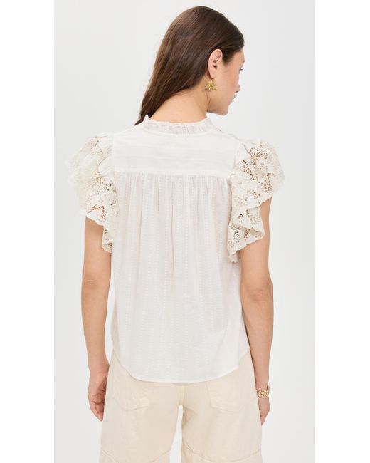 Ulla Johnson Multicolor Jolie Flutter Sleeve Top