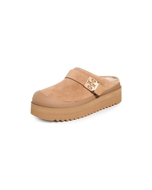 Tory Burch White Mellow Shearling Platform Mules