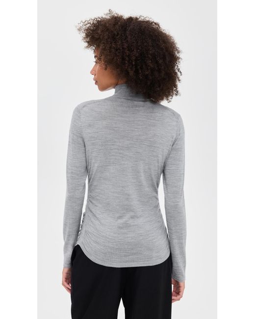 Theory White Shirred Henley Top