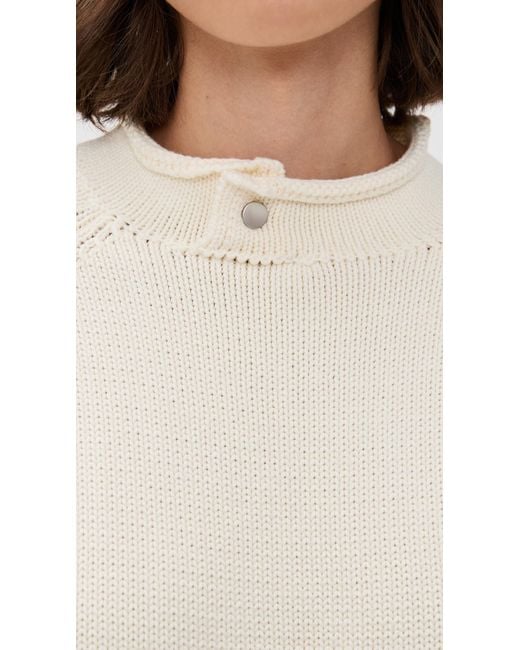 Still Here White Snap Collar Sweater