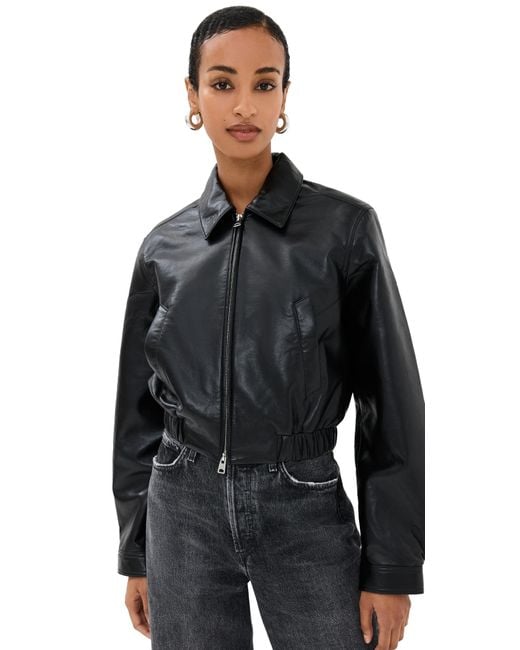 Agolde Black Essie Recycled Leather Cropped Jacket