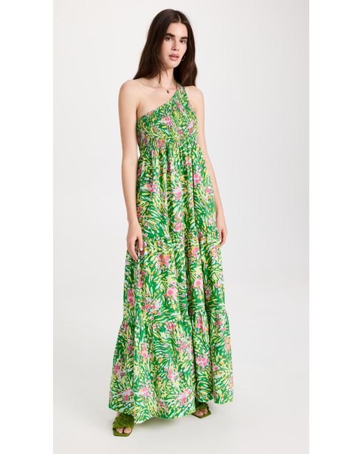 SWF Centred One Shoulder Maxi Dress in Green | Lyst