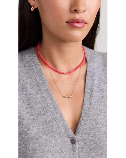 Sydney Evan White 14K Mama Script Necklace