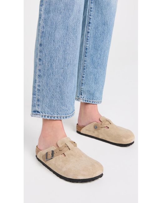 Birkenstock White Boston Braid Clogs