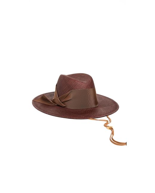 Freya Brown Fied Gardenia Straw Hat Chocoate