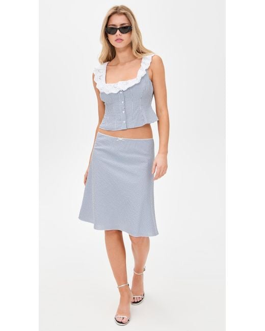 GUIZIO Blue Gingham Paloma Lace Top