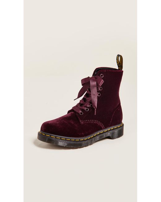 Dr. Martens Red 1460 Pascal Velvet 8 Eye Boots