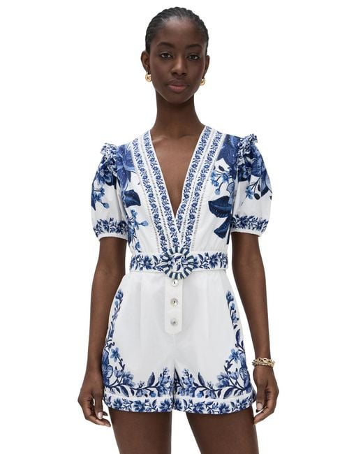 FARM Rio Summer Fruit Scarf Romper in Blue | Lyst