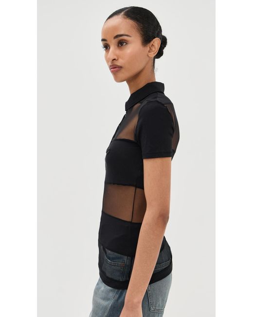 Coperni Black Striped Sheer Polo Top