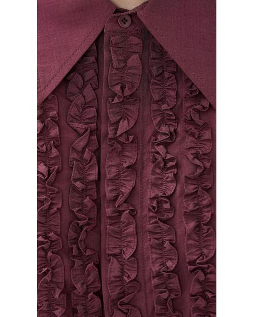 Tibi Purple Silk Voile Easy Tuxedo Shirt
